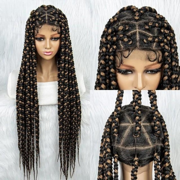 32"  Knotless Box Braids Full HD Lace (Invisible) Wig ~ Comes In 9 Colors