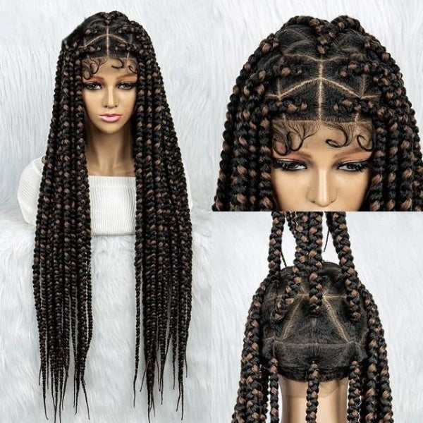 32"  Knotless Box Braids Full HD Lace (Invisible) Wig ~ Comes In 9 Colors