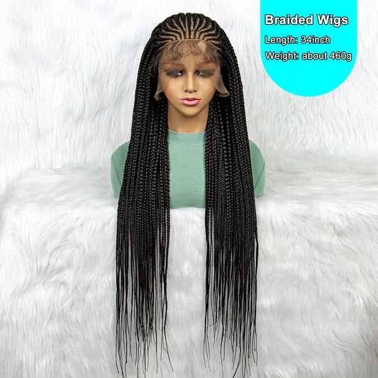 34 Inch Back Braided Cornrows w/ HD Transparent Lace 13x6 Gorgeous Wig